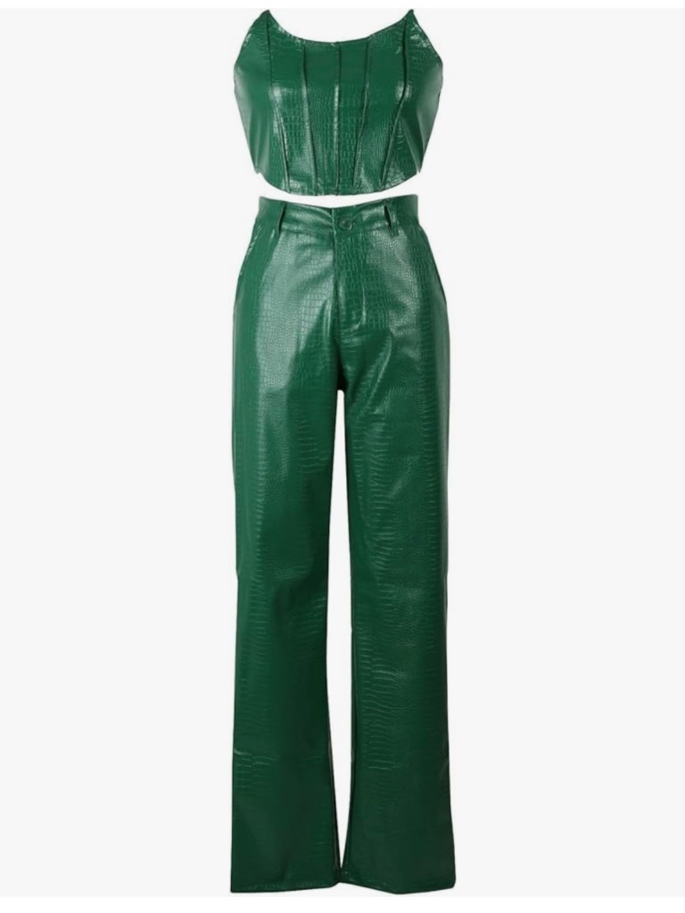Green faux leather Two piece